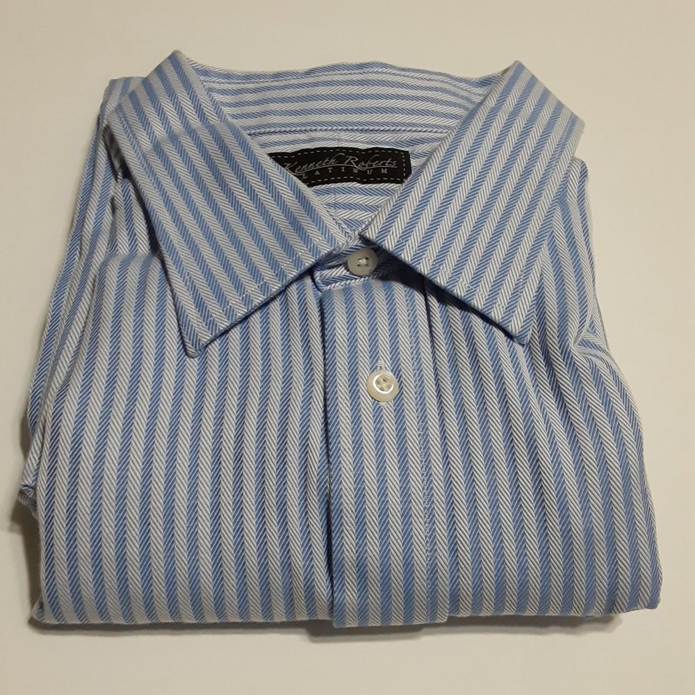 Kenneth Roberts Platinum Men's Dress Button Down Shirt 17 1/2 34/35